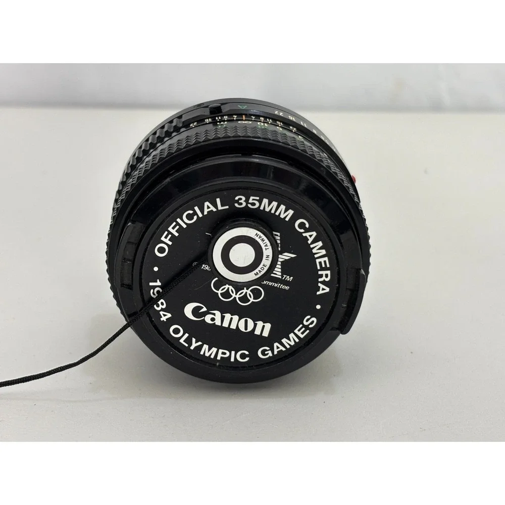 Canon FD 50mm f/1.8 Prime Lens Olympic Games Official Cap Black Vintage 1984